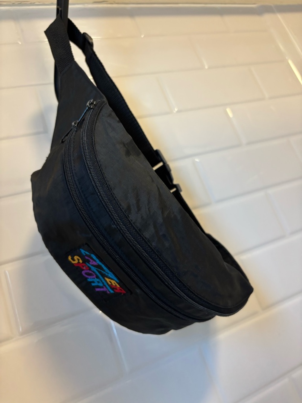 Vintage 80's/90’s Lazer Sport Black Fanny Pack-Festival-Travel-Waist-Bum Bag